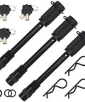 Three black locks with keys and clips from Keyed Alike Trailer Hitch Lock Set With Extra Long Five Eighth Inch Pin