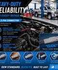 Waterproof 25A Deutsch DTP Connector Kit Size 12, 2 Pin shown in engine bay, highlighting durability and reliability for repairs.