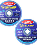 Desoldering Solder Wick Braided Copper Wire For PCB Boards 2.0mm By 1.5m R300 2 Pack, low residue, halide-free spools.