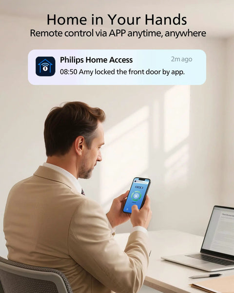 No Sweat Wireless Smart Front Door Lock Featuring Fingerprint Keyless Entry Deadbolt Smartphone App Control Auto Locking Latch Water Resistant Housing Quick Mount Hardware For Main Entry Door