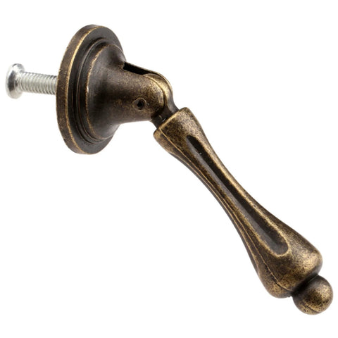 Side view of Antique Bronze Zinc Alloy Drawer Cabinet Pull Handle Knob from Set of 4, 2.36 Inch Length, metal hardware for furniture.