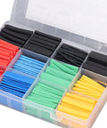 Top Notch Heat Shrink Tubing Kit With 530 Pieces Covering Every Size Needed For Electrical Insulation Wire Wrap Sleeves Perfect For Solder Joint Filament Repair And Secure Wire Connections Built From Durable Polyolefin That Swells Two To One Ratio To, assorted heat shrink tubes in a 530-piece organizer box
