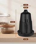 Front view of black K-Cup pod holder replacement for Keurig; exit needle included, dimensions 3.3in tall, 2.3in base.