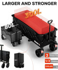 49 Inch Collapsible Heavy Duty Wagon With 500 Pound Capacity All Terrain Wheels Cup Holders Foldable Utility Cart for groceries