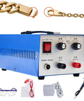 Jewelry Spot Welder With Pulse Sparkle Technology Pro Grade Portable Soldering Machine shown with goggles and connectors
