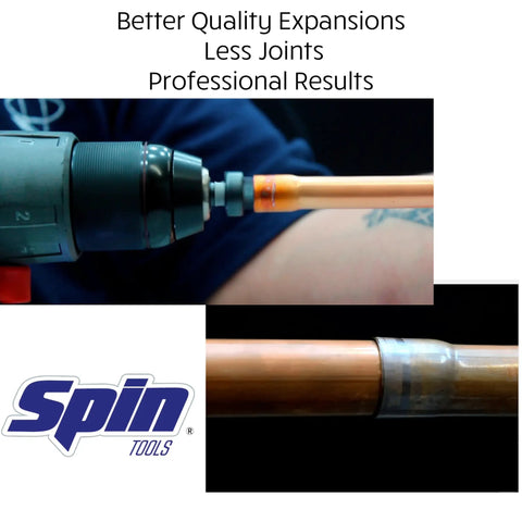 4 Piece Copper Line Flare Set For Drills 1/4 To 5/8 Inch in use with copper tubing and drill.