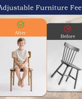 Comparison of chair stability with and without 12 Piece M6 Thread Furniture Feet Levelers Adjustable Leveling Feet For Furniture Legs