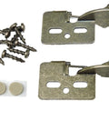 2 Pack Antique Brass Concealed Cabinet Hinges Fits One Half To Three Quarter Inch Doors With Five Sixteenth Overlay Smooth Auto Shut Feature with screws and pads.