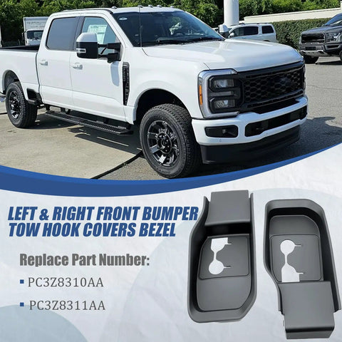 Ford F Series Front Left And Right Bumper Tow Hook Covers 2 Pack For Super Duty 2023 2025 License Plate Bracket Hole Caps