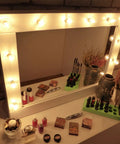 Vanity mirror with Pack Of 10 Clear G16.5 Globe Light Bulbs 25W 120V E12 Candelabra Base Decorative Incandescent Bulbs creating a warm glow