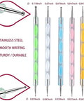Set of 5 multi-colored double-ended embossing styluses, stainless steel tips, measuring 5.12 inches, for tracing and art projects.
