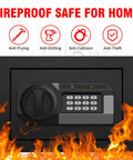 Compact Fireproof Safe For Home Use With Digital Keypad 1.2 Cu Ft Removable Shelf Stash Your Cash Jewelry Meds And Small Firearm Securely Ideal Nightstand Cabinet Hidden Safe For Valuables with anti-theft features.