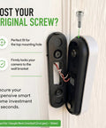 Heavy Duty 2 Pack Replacement Security Mounting Screws For Google Nest Wired Doorbell Second Gen Premium 304 Stainless Steel attached to wall.