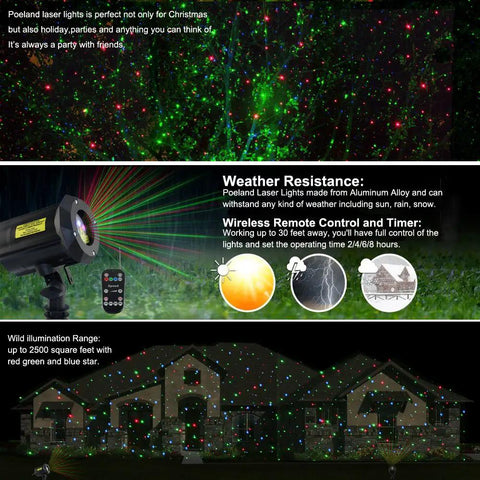Outdoor Christmas Laser Projector Lights Waterproof Garden Decor With Remote Control Red Green Blue Lit Laser Show