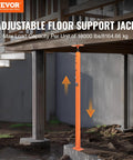 VEVOR orange floor support jack, telescoping steel post for leveling under deck, 53–93 in height, 18000 lb capacity