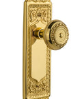 Egg And Dart Brass Door Plate With Meadows Knob Dummy Set For One Door Unlacquered Brass Solid Forged Brass Two Sides Included Two And Three Eighths Backset Ideal For Restoration And Easy Install On Modern Pre Drilled Doors.