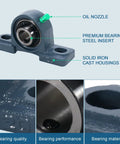 Two Pack UCP204 12 Pillow Block Bearing Kit For Three Quarters Inch Shafts With Mounted Chrome Steel Bearings Solid Cast Iron Base