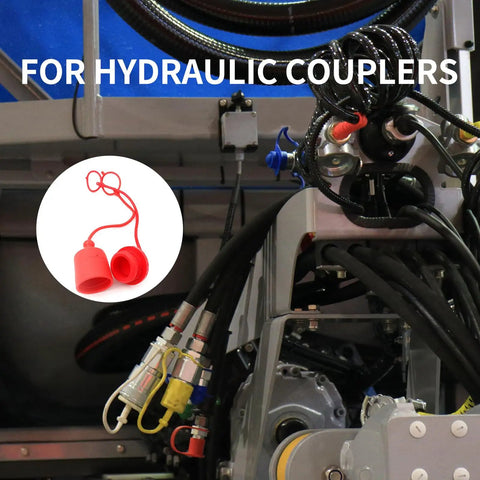 1/2 Inch ISO5675 Hydraulic Dust Cap And Plug Set, Red Rubber Male Cap And Female Plug Covers For ISO5675 Quick Couplers, 4-Piece
