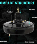 Vacuum Power Brake Booster 54-74400 For Ford F250 F350 Trucks 1987 1997 with labeled parts in structure view