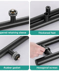 Matte Black Door Pull Handle Set For Glass And Wood Doors, 18 Inch, Double-Sided H-Type Grip With Smooth Round Tubes, Easy Push Or Pull, Perfect For Sliding Barn Doors, Shower Doors, Pantry Doors, Closets And Office Doors. close-up of black handle parts and hex screws