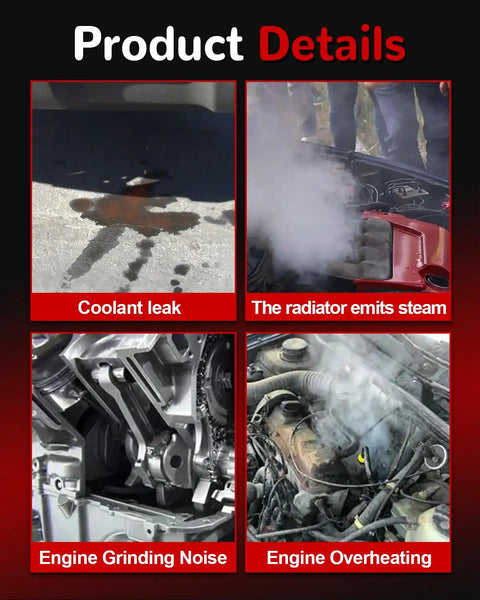 Signs of car issues: coolant leak, radiator emits steam, engine grinding noise, engine overheating.
