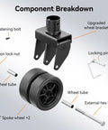 Component breakdown of Heavy Duty 2,500 Lbs Dual 6 Inch Beefed Up Trailer Jack Swivel Caster with labeled parts.