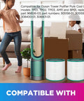 2 Pack TP01 Replacement Air Purifier Filter For Dyson Tower Purifier with True HEPA and Activated Carbon Filter next to tower.
