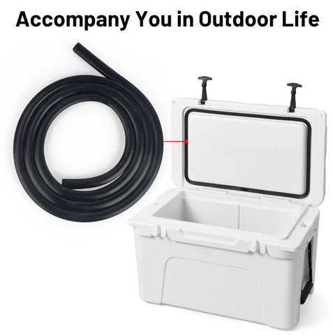 Durable Cooler Lid Gasket Replacement For Yeti 20Qt And 45Qt Also Fits RTIC 20Qt And 45Qt Black Seal That Keeps Ice Longer Easy Cut To Fit Install Leak Proof No Fuss Upgrade For Your Adventure Cooler black lid gasket on white cooler lid