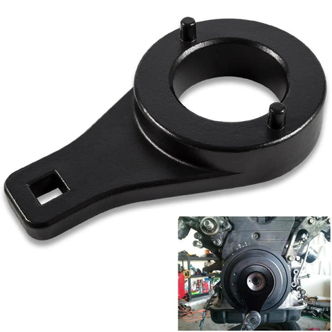 Crankshaft Damper Pulley Holding Tool For Toyota 3.4L V6 Engines Tacoma 4Runner T100 Tundra Pickup with installed view