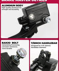 Hydraulic Brake Master Cylinder Lever For Honda ATV Foreman Rincon Rancher TRX Models Front Brake Handle Seven Eighths Inch Lever featuring aluminum body and banjo bolt.