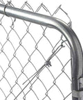 Adjustable Gate Kit For Chain Link Fence With Round Frame That Fits 24-72 Inch Openings And Up To 12 Feet All Weather Heavy Duty
