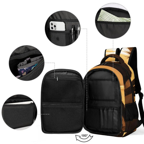 Interior compartments of Desert Sunset Printed Unisex Backpack With Large Capacity Dope Daypack For Travel School And Outdoors Durable Polyester