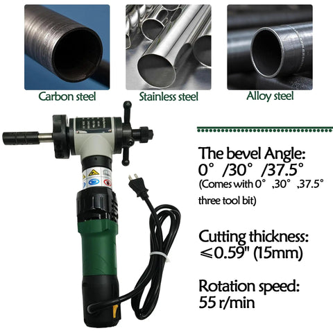 Top Tier Electric Inner Swelling Pipe Beveling Machine With 1200W Motor, cuts carbon, stainless, and alloy steel tubes with precision.