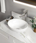 Dope Oval White Ceramic Vessel Sink For Bathroom, Countertop Install, 16 By 13 By Five And A Half Inches, Durable Ceramic Construction