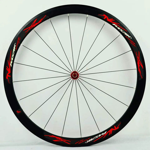 700C Road Bike Wheelset With Carbon Fiber Hubs 40mm Matte Aluminum Rim CV Brake Quick Release Front 100mm Rear 130mm 7 8 9 10 11 Speed Compatible Sealed Bearings Stainless Steel Spokes Lightweight Slick Performance close-up view.