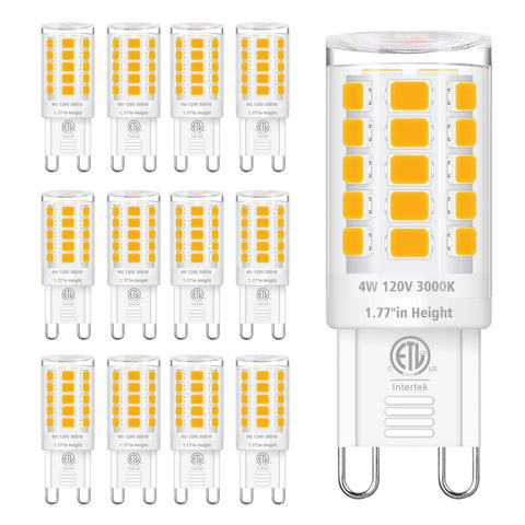 12 Pack G9 LED Bulbs 4000K Natural Daylight 4W 40W Halogen Equivalent, T4 Short Bulbs For Crystal Chandeliers, illustrated