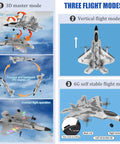 Diagram showing three flight modes of the F22 Style 4 Channel RC Airplane With Xpilot Stabilization System for aerobatics.