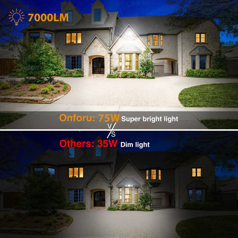 Hella Bright 75W LED Outdoor Flood Light With Three Adjustable Heads Switch Controlled Security Spotlight Rock Solid IP65 Waterproof Wall Mount Top Tier 6500K Daylight For Yard And Driveway