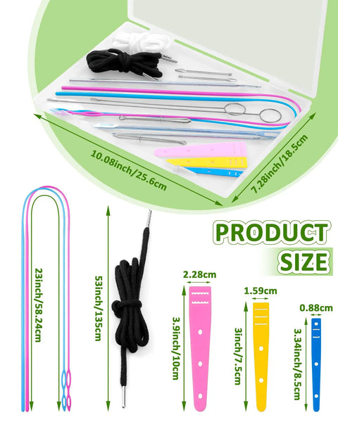 Drawstring Threader Tool Set For Hoodies Jackets And Pants A 16 Piece Kit With Metal Threaders Loop Turner Hooks Bodkin Tweezers Flexible Plastic Threaders And Flat Elastic Threaders For Easy Cord And Drawstring Threading