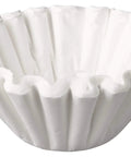 Top Shelf Filter Paper Cups For Pour Over Coffee Quick Serve Systems Bulk One Thousand Count, white paper filter cup, ruffled design.