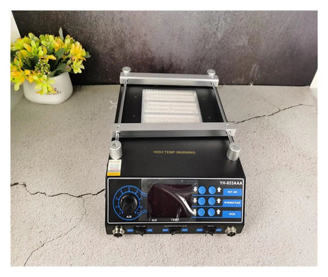 Front view of High Power Soldering Station With Hot Plate And Hot Air Gun 1350W BGA Rework Preheating Station For PCB Crafting
