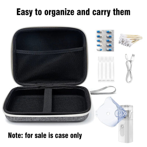 Open view of Travel Ready Hard Shell Medical Case For Portable Nebulizer And Inhaler Accessories Shockproof Waterproof EVA Pouch.