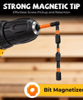 63-Piece Impact Driver Bit Set With S2 Steel, Color-Coded Torx Bits, Magnetizer and Magnetic Bit Holder in use with drill