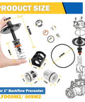 Diagram of No Brainer All In One 1 Inch RPZ Backflow Repair Kit For 009M2 And LF009 Valves, showing components and size measurements.