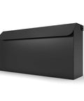Edward Wall Mounted Mailbox In Slick Matte Black With Powder Coated Steel And Medium Capacity For Small Boxes Magazines