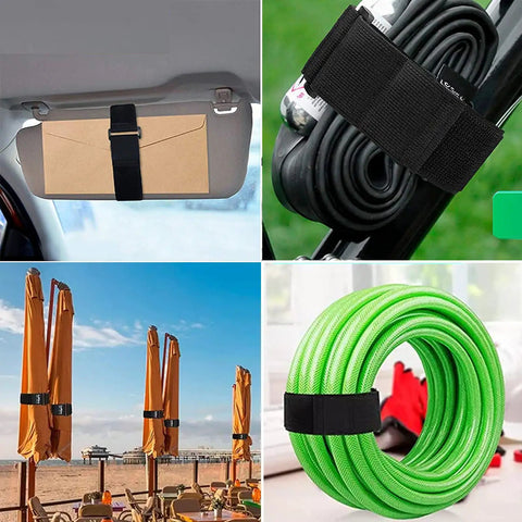 Heavy Duty Cable Straps Set With 2 Rolls Of 26 Feet Each 2 Inch Wide Straps With 20 Buckles And Hook And Loop Fasteners Reusable
