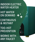 Tankless Electric Water Heater 6 kW at 240V No Tank Hot Water On Tap For Sinks And Kitchens Ultra Compact Design