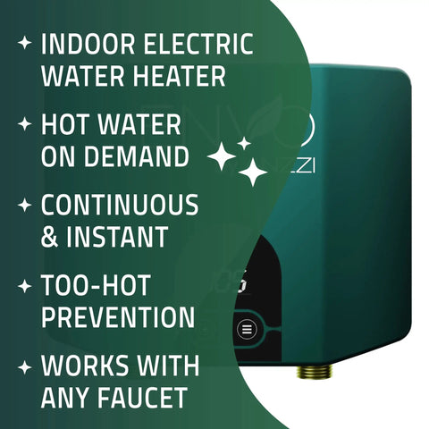 Tankless Electric Water Heater 6 kW at 240V No Tank Hot Water On Tap For Sinks And Kitchens Ultra Compact Design