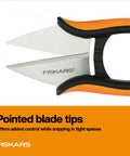Close-up of Herb Garden Snips With Sheath And Soft Grip Handle For Easy Kitchen Harvests Five Inch Stainless Steel Garden Scissors.