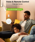 Couple relaxing on a couch using Smart Dimmer Switch for Single Pole Lights, Neutral Wire Required, 2 4GHz WiFi, voice control.